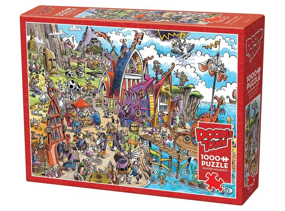 COBBLE HILL Puzzle DoodleTown: Vesnice Vikingů 1000 dílků