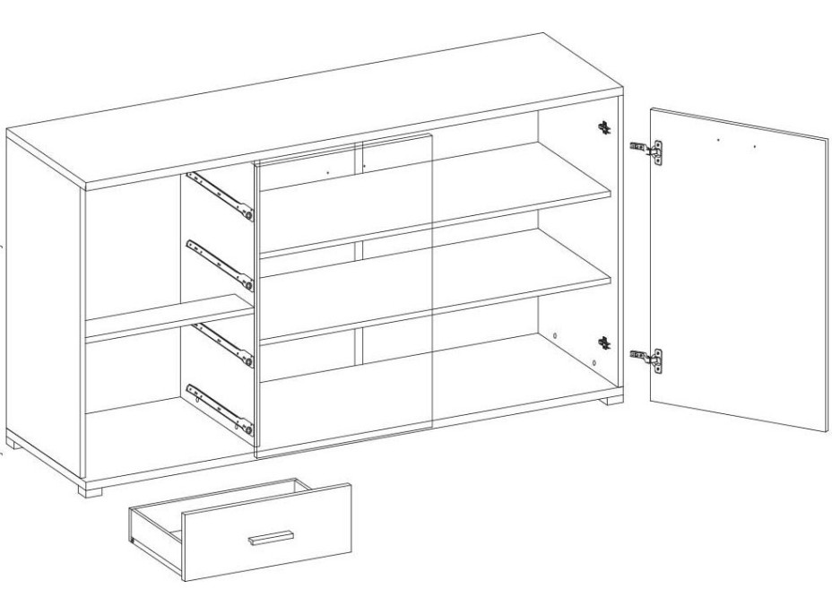 Komoda FREYA - bílá/dub sonoma