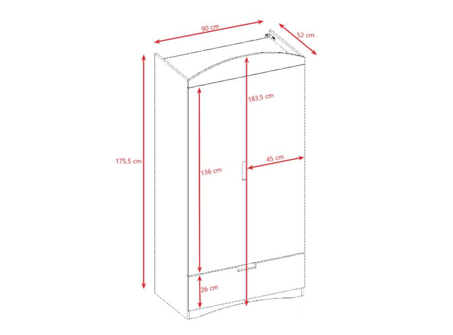 Dětská šatní skříň CLASSIC - bílá