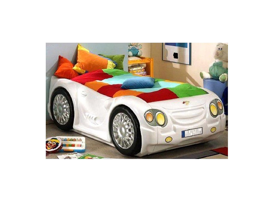 Dětská autopostel SLEEPCAR 180x90 cm - bílá s MATRACÍ ZDARMA