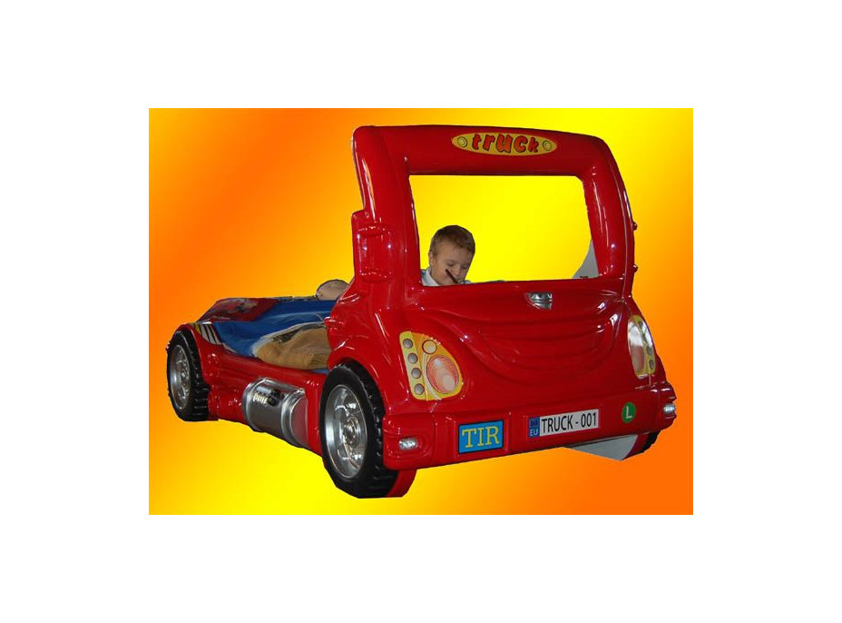 Dětská autopostel TRUCK 180x90 cm - červená s MATRACÍ ZDARMA