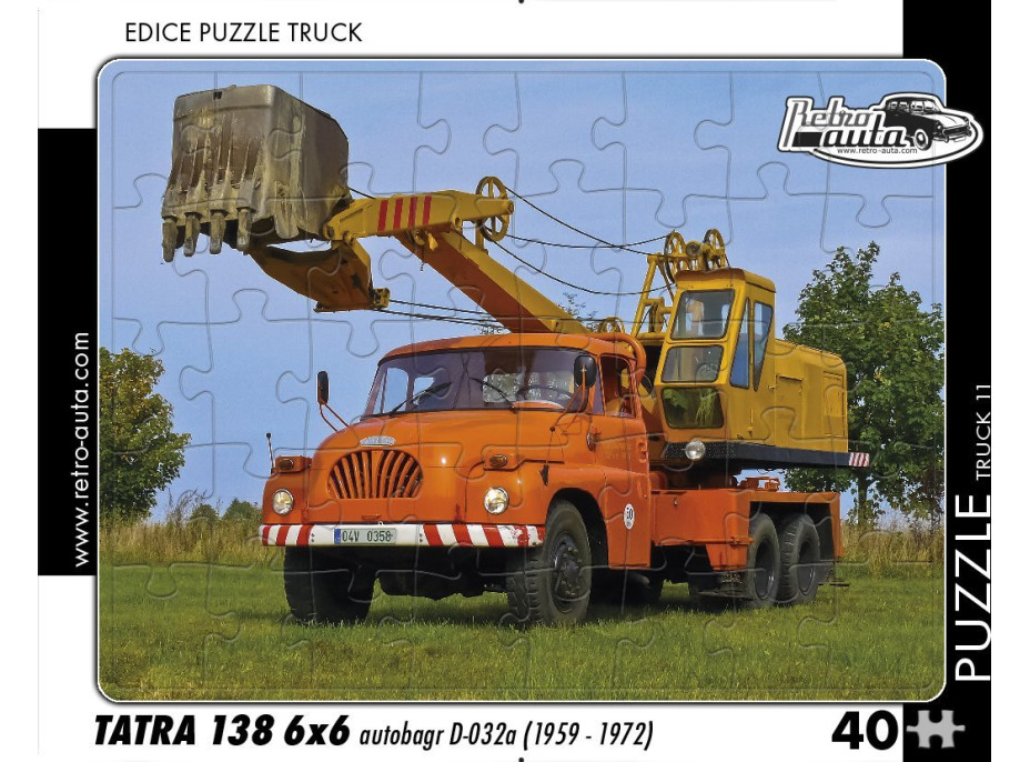 RETRO-AUTA Puzzle TRUCK č.11 Tatra 138 6x6 autobagr D-032a (1959-1972) 40 dílků