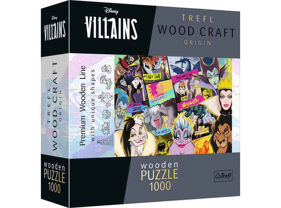 TREFL Wood Craft Origin puzzle Disney: Setkání záporáků 1000 dílků