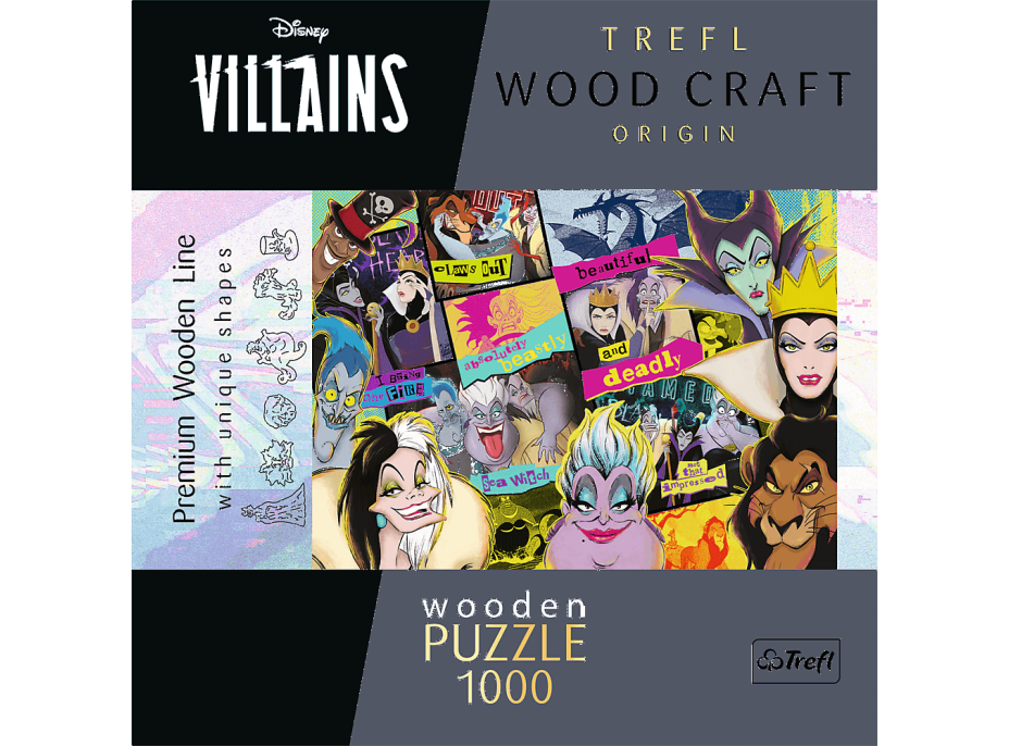 TREFL Wood Craft Origin puzzle Disney: Setkání záporáků 1000 dílků