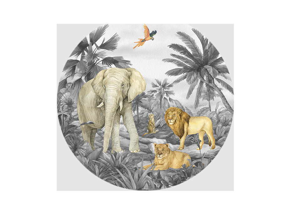 Dětská samolepící fototapeta - JUNGLE 2 - kulatá - 70 cm