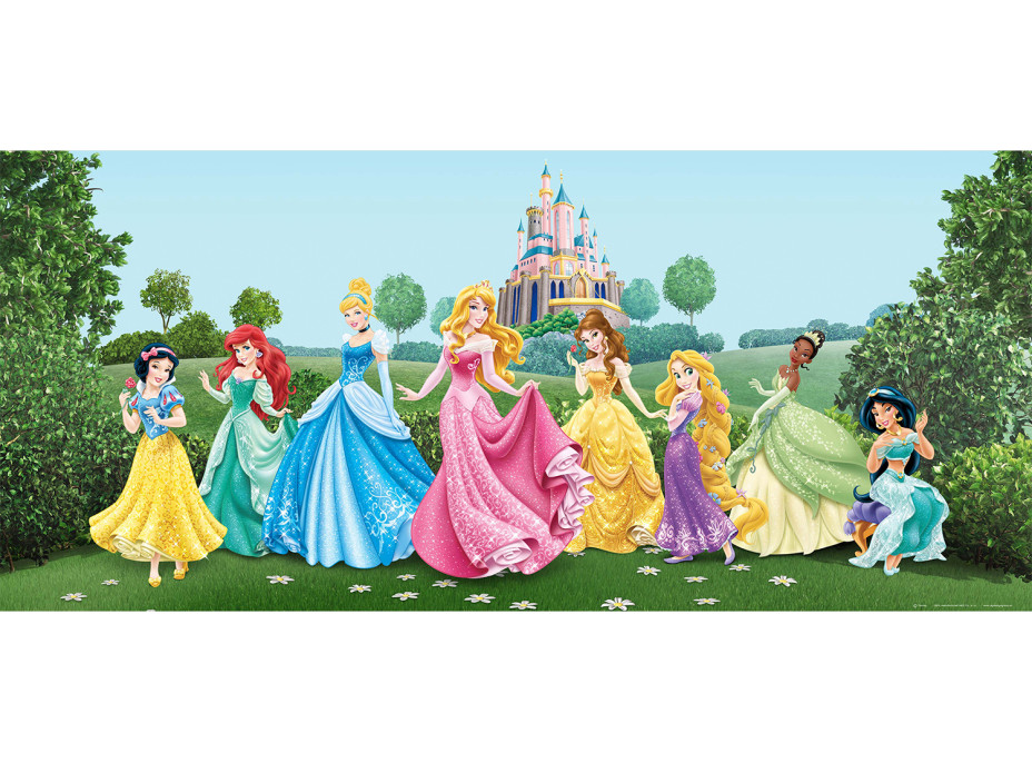 Dětská fototapeta DISNEY - Princezny na louce před zámkem - 202x90 cm