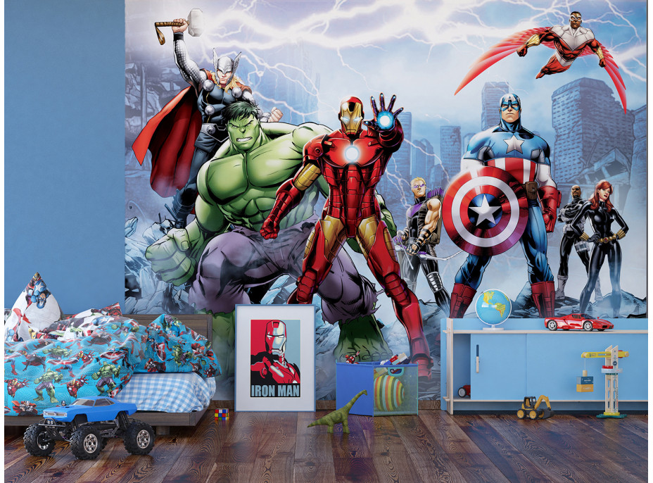 Dětská fototapeta MARVEL - Avengers v boji proti nepřátelům - 360x270 cm