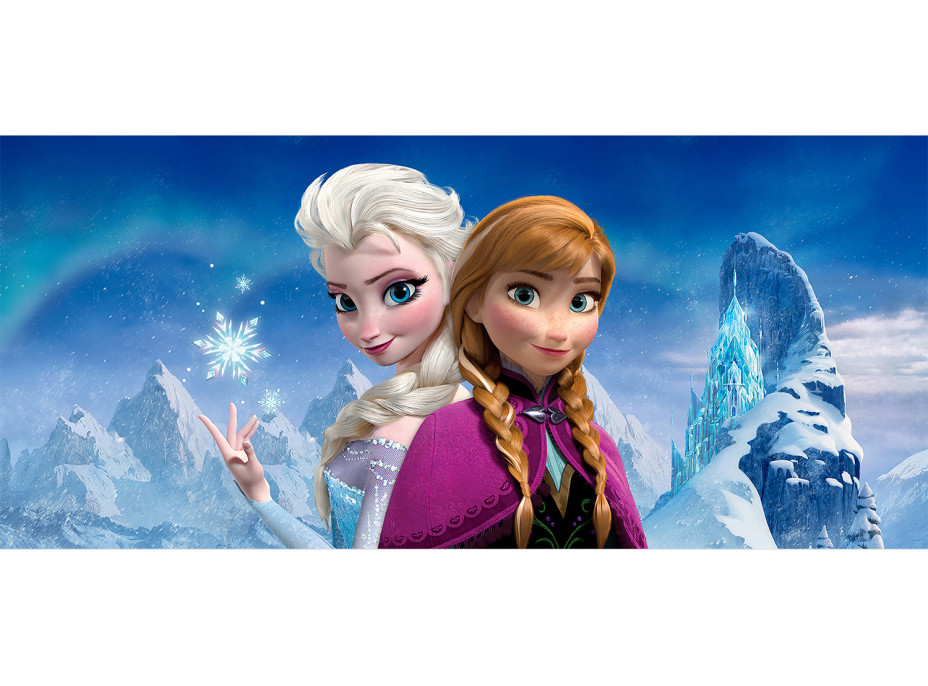 Dětská fototapeta DISNEY - FROZEN - Elsa a Anna na vrcholu hor - 202x90 cm