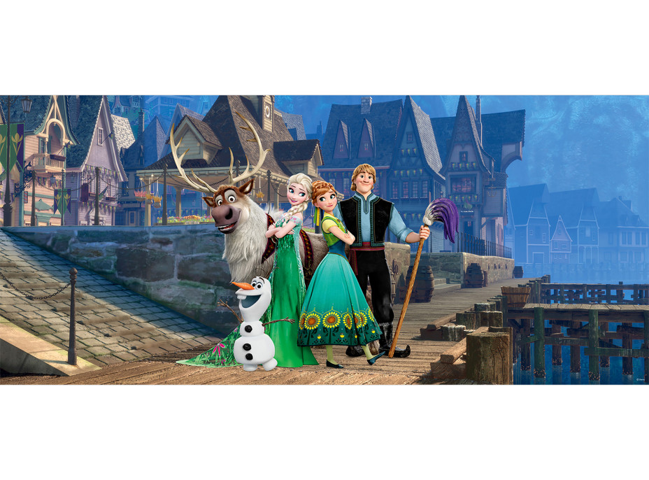 Dětská fototapeta DISNEY - FROZEN - Anna a Elsa ve městě - 202x90 cm