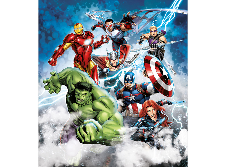 Dětská fototapeta MARVEL - Avengers v zuřivém blesku - 180x202 cm