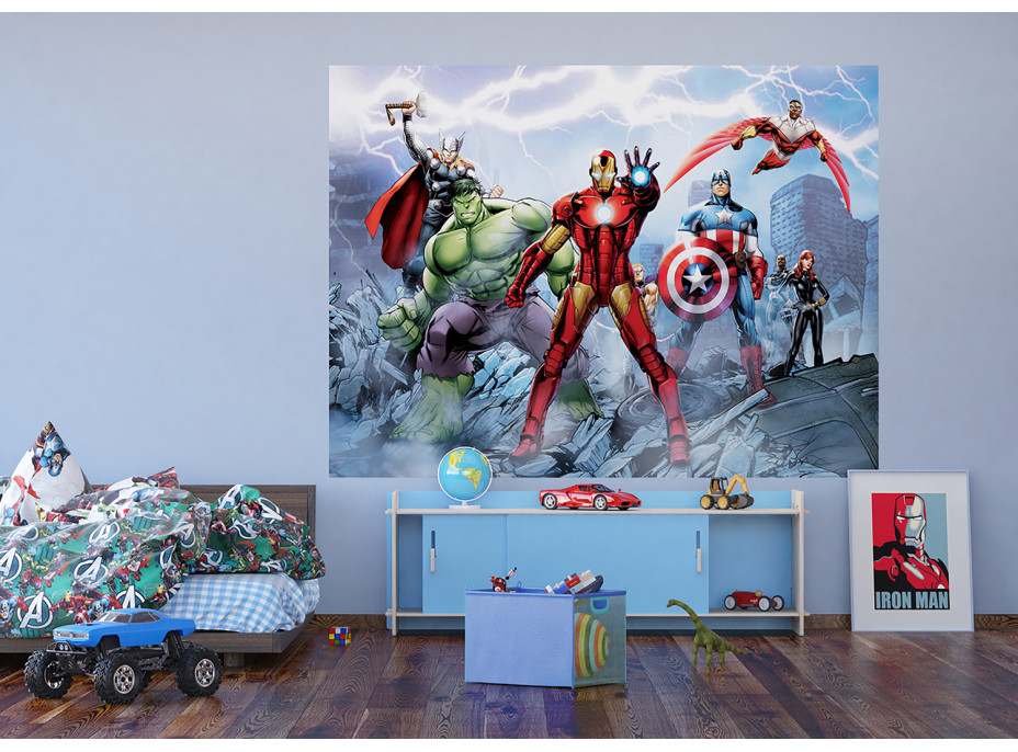 Dětská fototapeta MARVEL - Avengers v boji proti nepřátelům - 252x182 cm