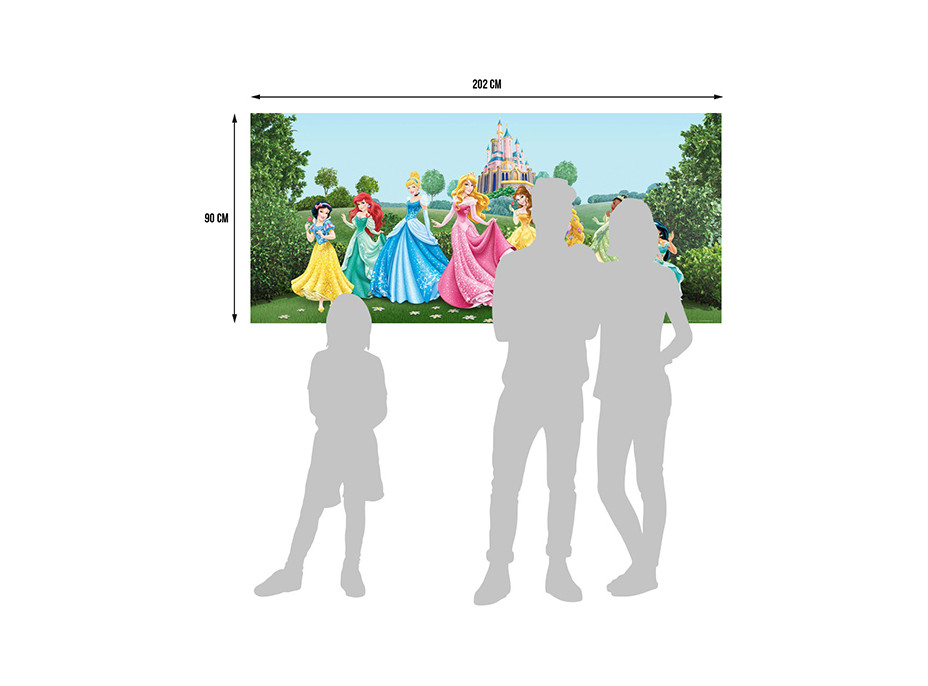 Dětská fototapeta DISNEY - Princezny na louce před zámkem - 202x90 cm