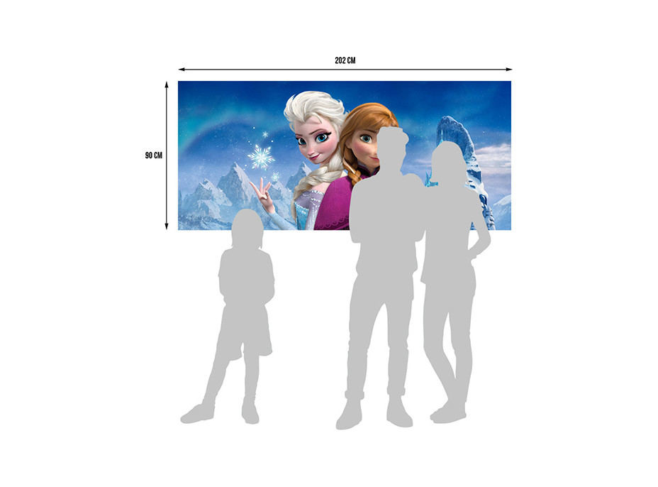 Dětská fototapeta DISNEY - FROZEN - Elsa a Anna na vrcholu hor - 202x90 cm