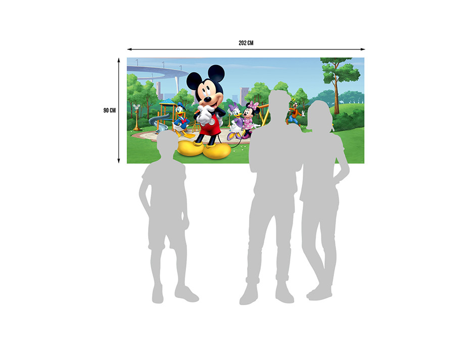 Dětská fototapeta DISNEY - Mickey Mouse s kamarády na hřišti - 202x90 cm