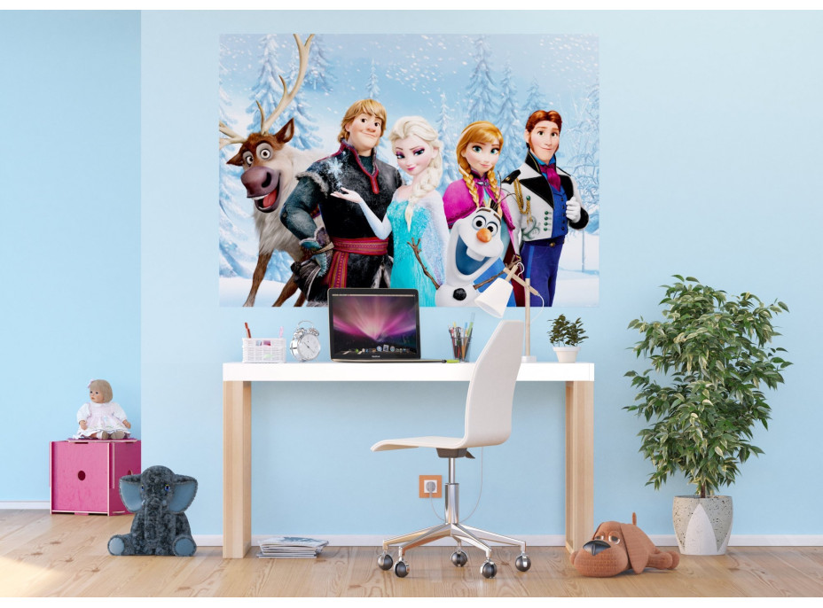 Dětská fototapeta DISNEY - FROZEN - Elsa, Anna, Sven, Hans a Olaf - 155x110 cm