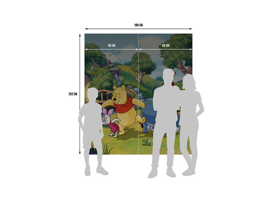 Dětská fototapeta DISNEY - Medvídek PÚ s kamarády na výpravě - 180x202 cm