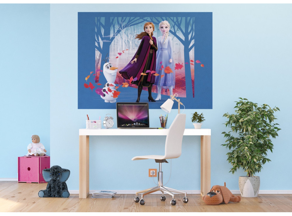 Dětská fototapeta DISNEY - FROZEN - Olaf, Elsa a Anna - 155x110 cm