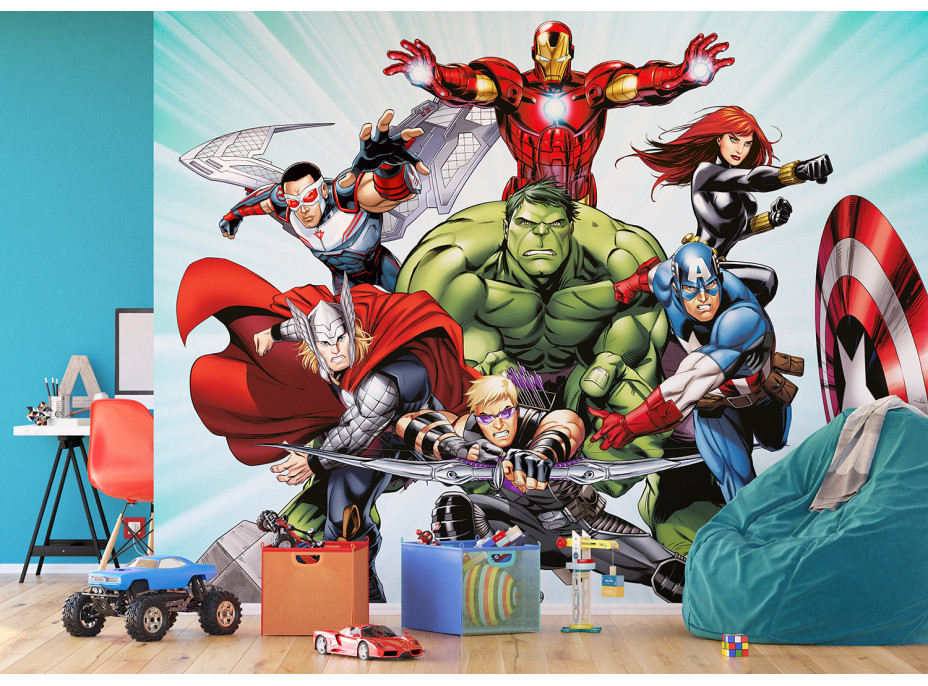 Dětská fototapeta MARVEL - Hrdinové Avengers útočí - 360x270 cm