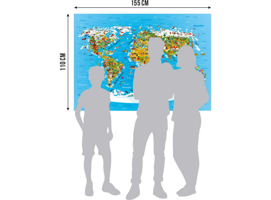 Dětská fototapeta - Dětská mapa světa - 155x110 cm