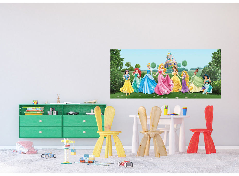 Dětská fototapeta DISNEY - Princezny na louce před zámkem - 202x90 cm