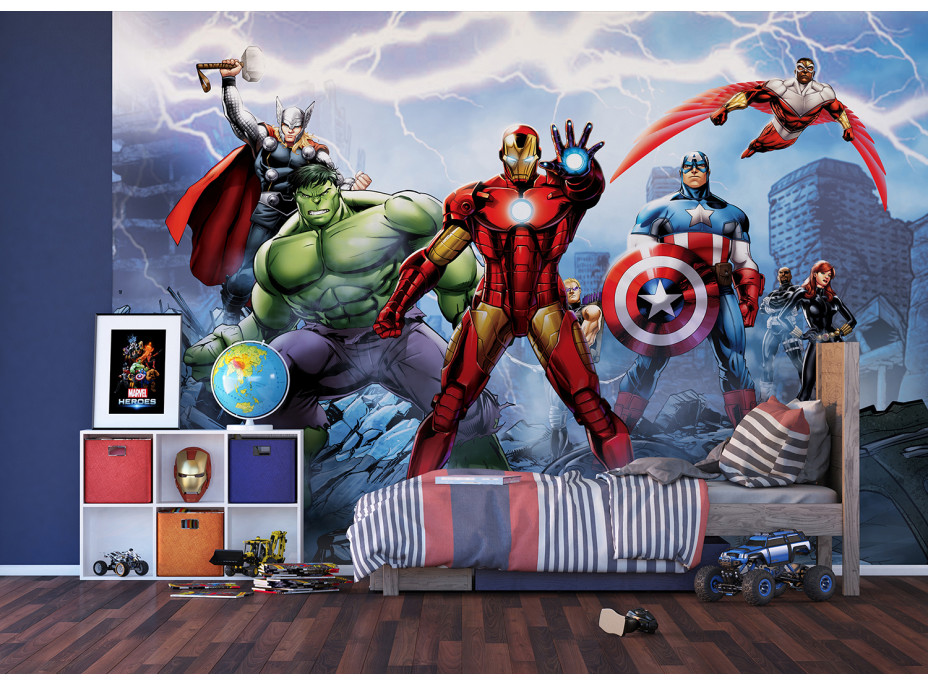 Dětská fototapeta MARVEL - Avengers v boji proti nepřátelům - 360x254 cm