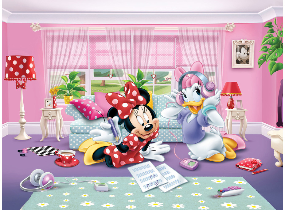 Dětská fototapeta DISNEY - Minnie a Daisy poslouchají hudbu - 360x270 cm