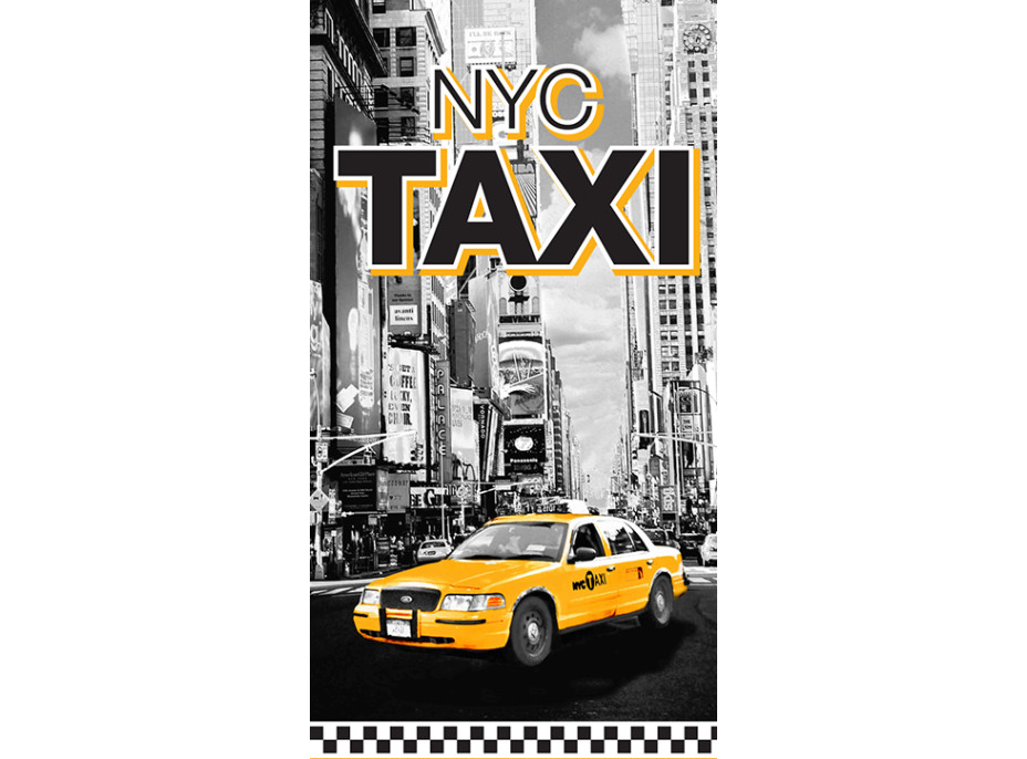 Bavlněná osuška 70x140 cm - NYC TAXI - černá/žlutá