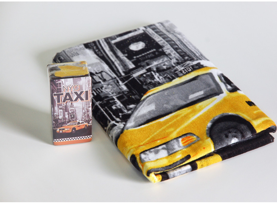 Bavlněná osuška 70x140 cm - NYC TAXI - černá/žlutá