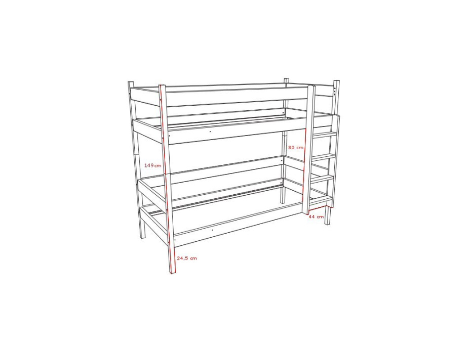 Dětská patrová postel z MASIVU - PP002
