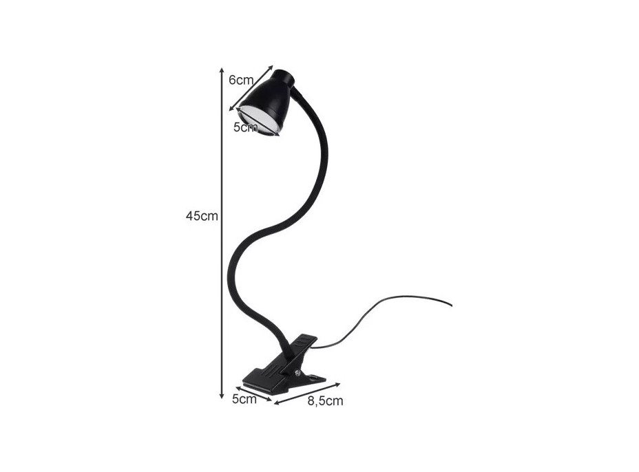 Černá stolní lampa s klipem