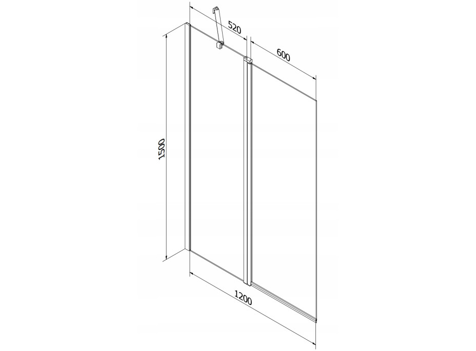 Vanová zástěna MEXEN FLIP 120x150 cm - černá - čiré sklo s černou mřížkou, 894-120-101-70-77