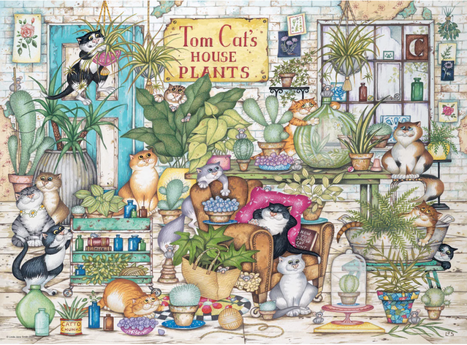 RAVENSBURGER Puzzle Crazy Cats: Tomovo květinářství 500 dílků