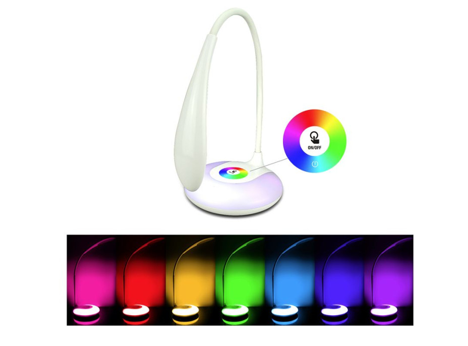 Stolní lampička DROP s podsvícením RGB - bílá