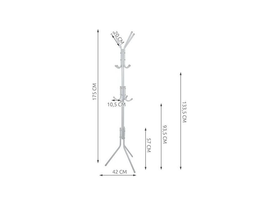 Stojanový věšák 175 x 42 cm - bílý