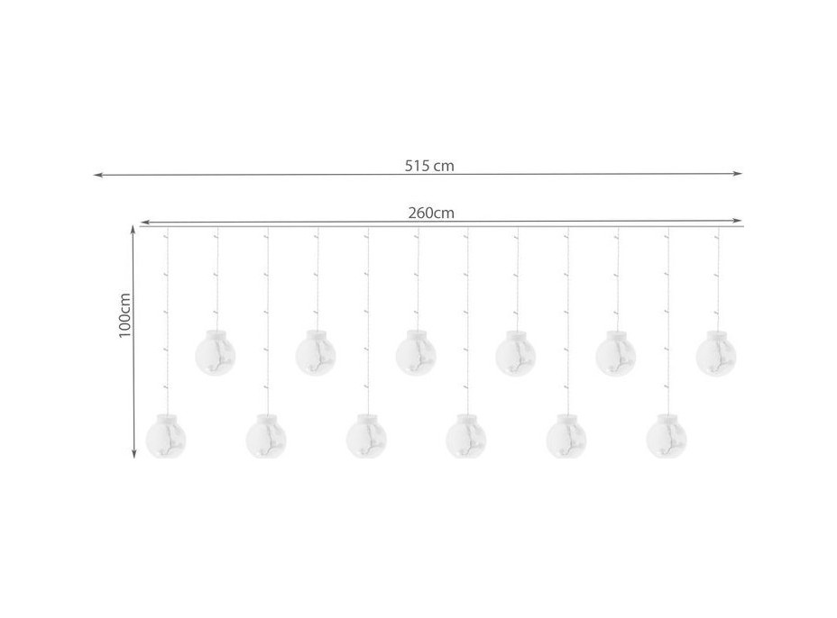 Světelný závěs Baňky - 108 LED - teplá bílá 31V