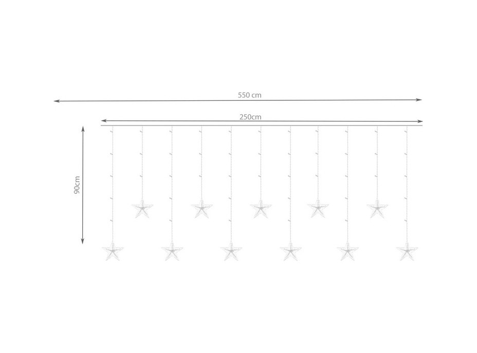 Světelný závěs Hvězdy - 108 LED - teplá bílá 31V