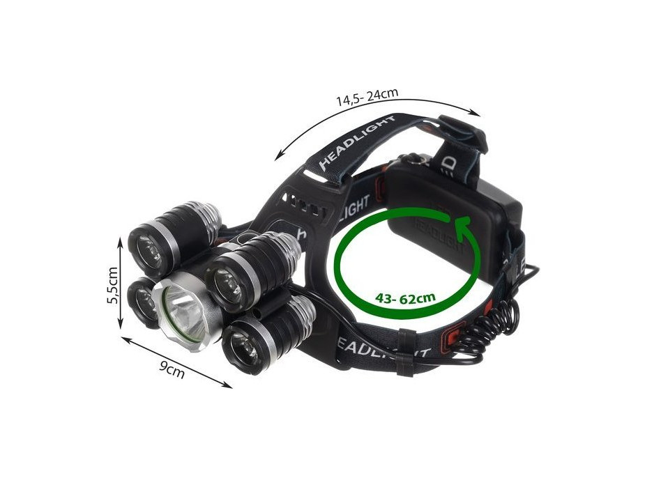 Čelovka 5 x LED T6 CREE