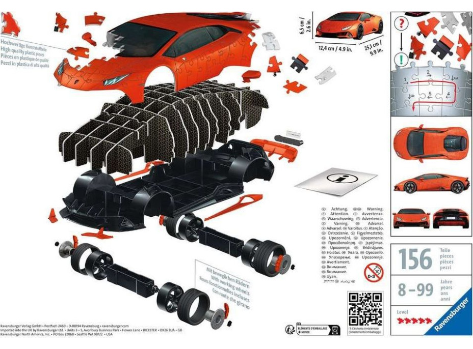 RAVENSBURGER 3D puzzle Lamborghini Huracán Evo oranžové 156 dílků