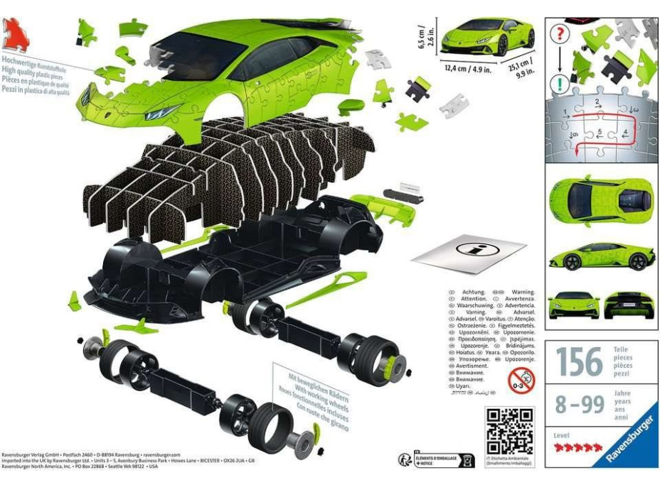 RAVENSBURGER 3D puzzle Lamborghini Huracán Evo zelené 156 dílků