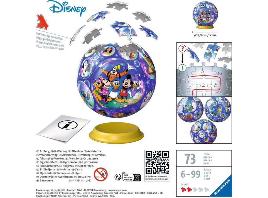 RAVENSBURGER Puzzleball Disney 73 dílků