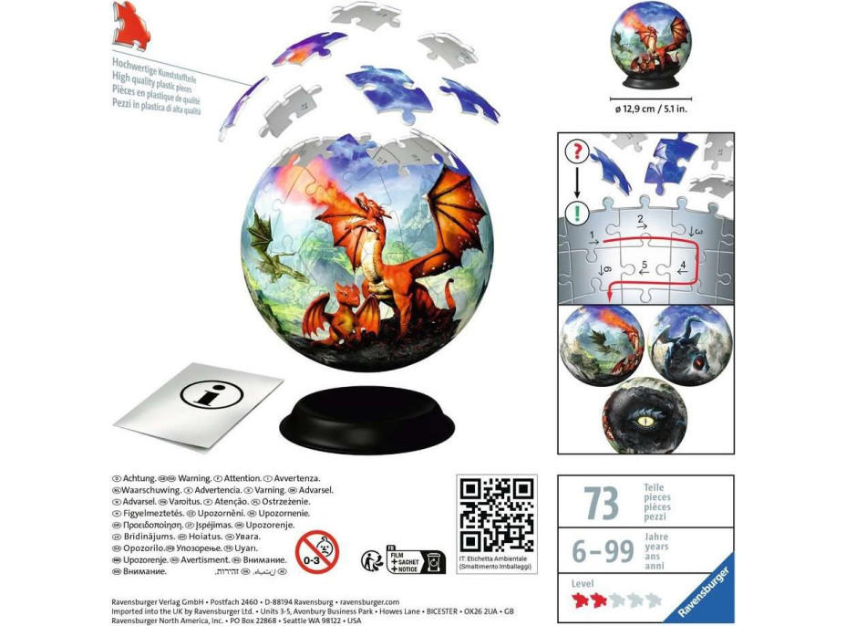 RAVENSBURGER Puzzleball Mystický drak 73 dílků