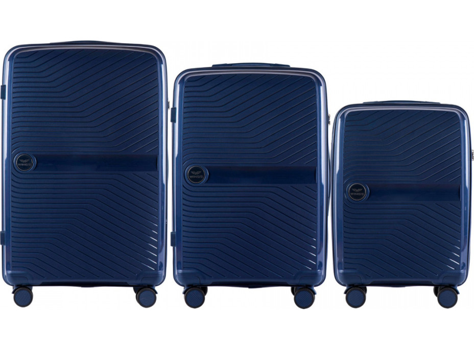 Moderní cestovní kufry DIMPLE - set S+M+L - tmavě modré - TSA zámek