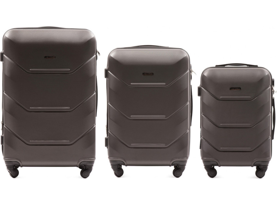 Moderní cestovní kufry PAVO - set S+M+L - tmavě šedé