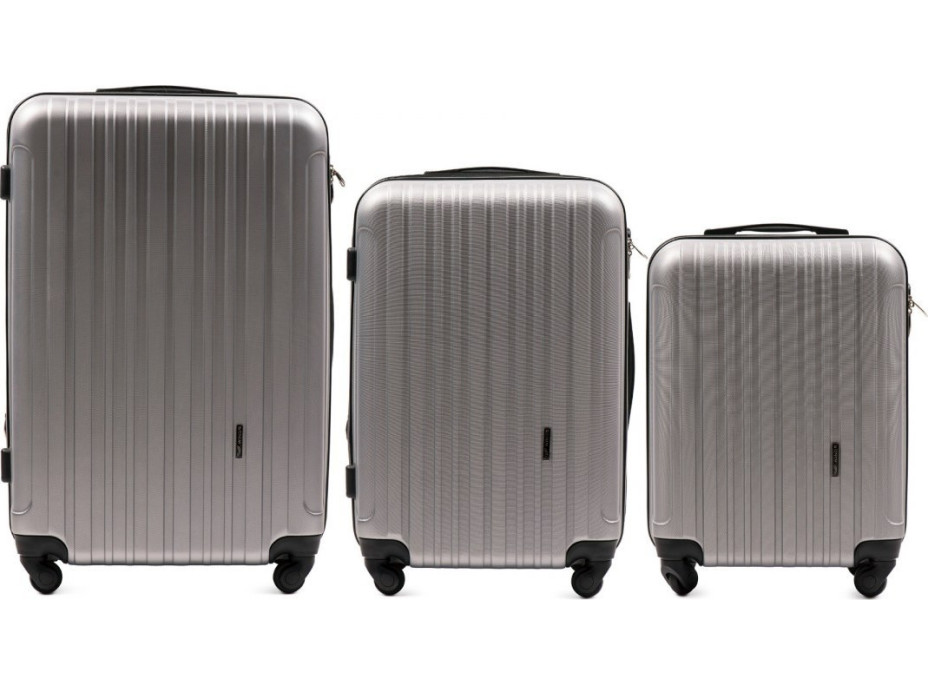 Moderní cestovní kufry FLAMENGO - set S+M+L - stříbrné