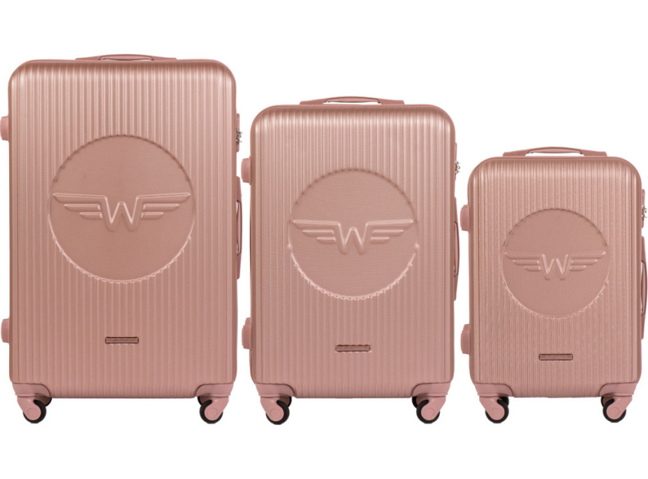 Moderní cestovní kufry WILL - set S+M+L - rose gold