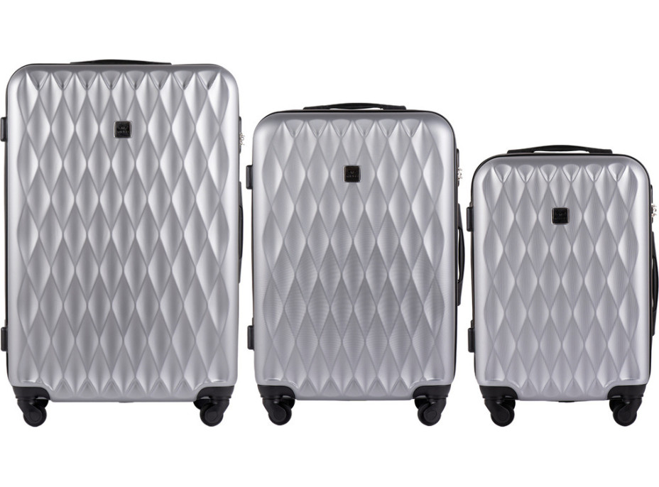 Moderní cestovní kufry DUVE - set S+M+L - stříbrné - TSA zámek