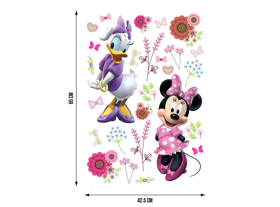 Dětská samolepka na zeď - DISNEY - Minnie a Daisy v květinách - 42,5x65 cm