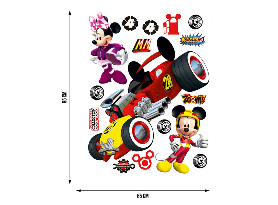 Dětská samolepka na zeď - DISNEY - Minnie a Mickey se připravují k závodům - 65x85 cm