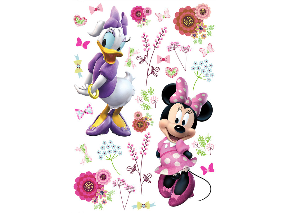 Dětská samolepka na zeď - DISNEY - Minnie a Daisy v květinách - 42,5x65 cm