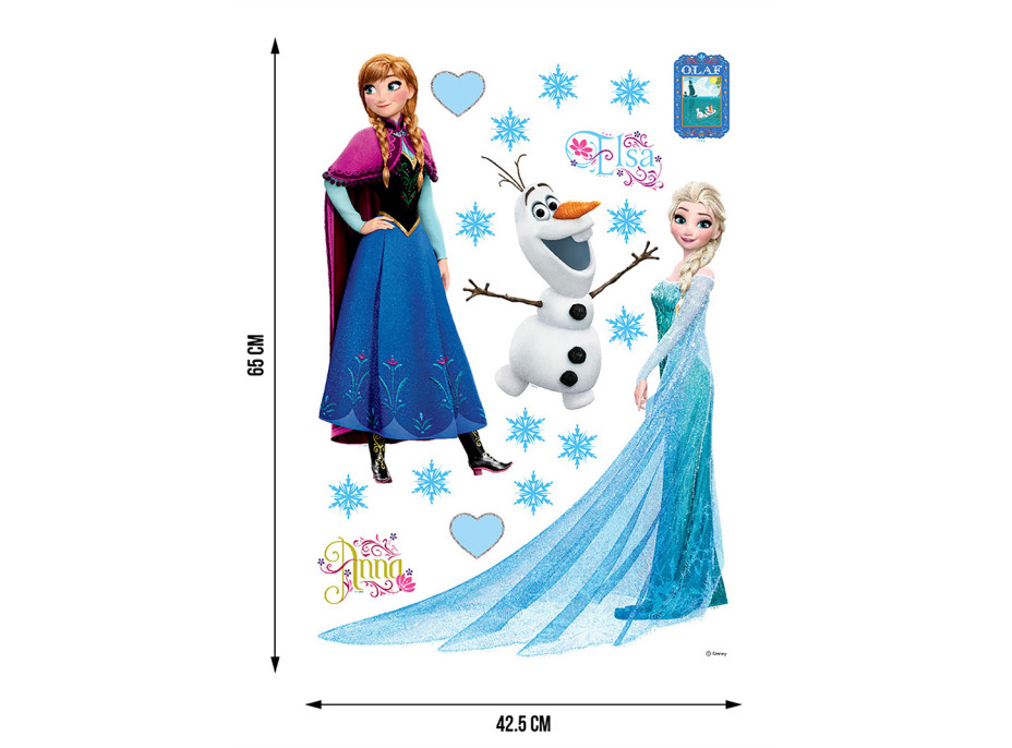 Dětská samolepka na zeď - DISNEY - Ledové království - Anna, Elsa a Olaf - 42,5x65 cm